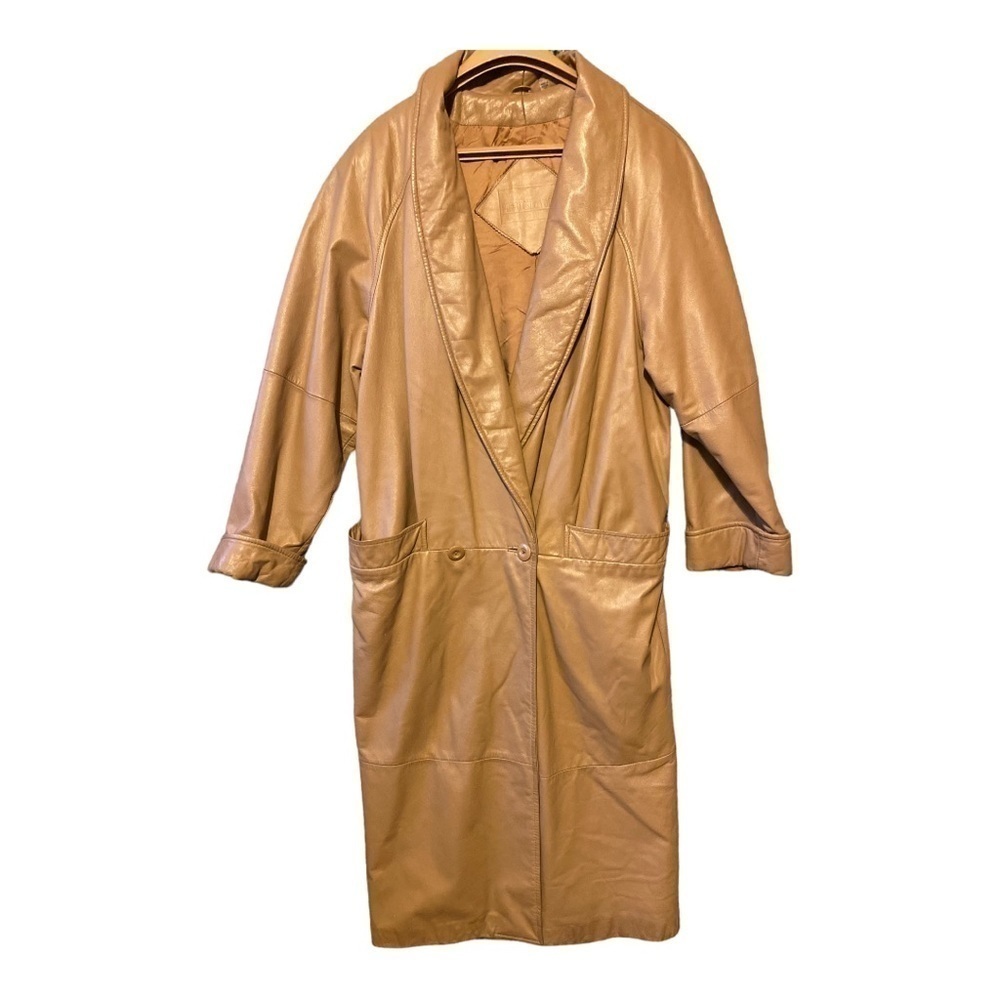Women’s Full Length Tan Genuine Leather Coat Size Small